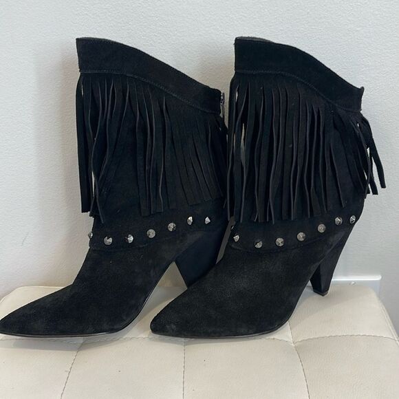William Rast Fringe Black bootie with studs - Picture 1 of 7
